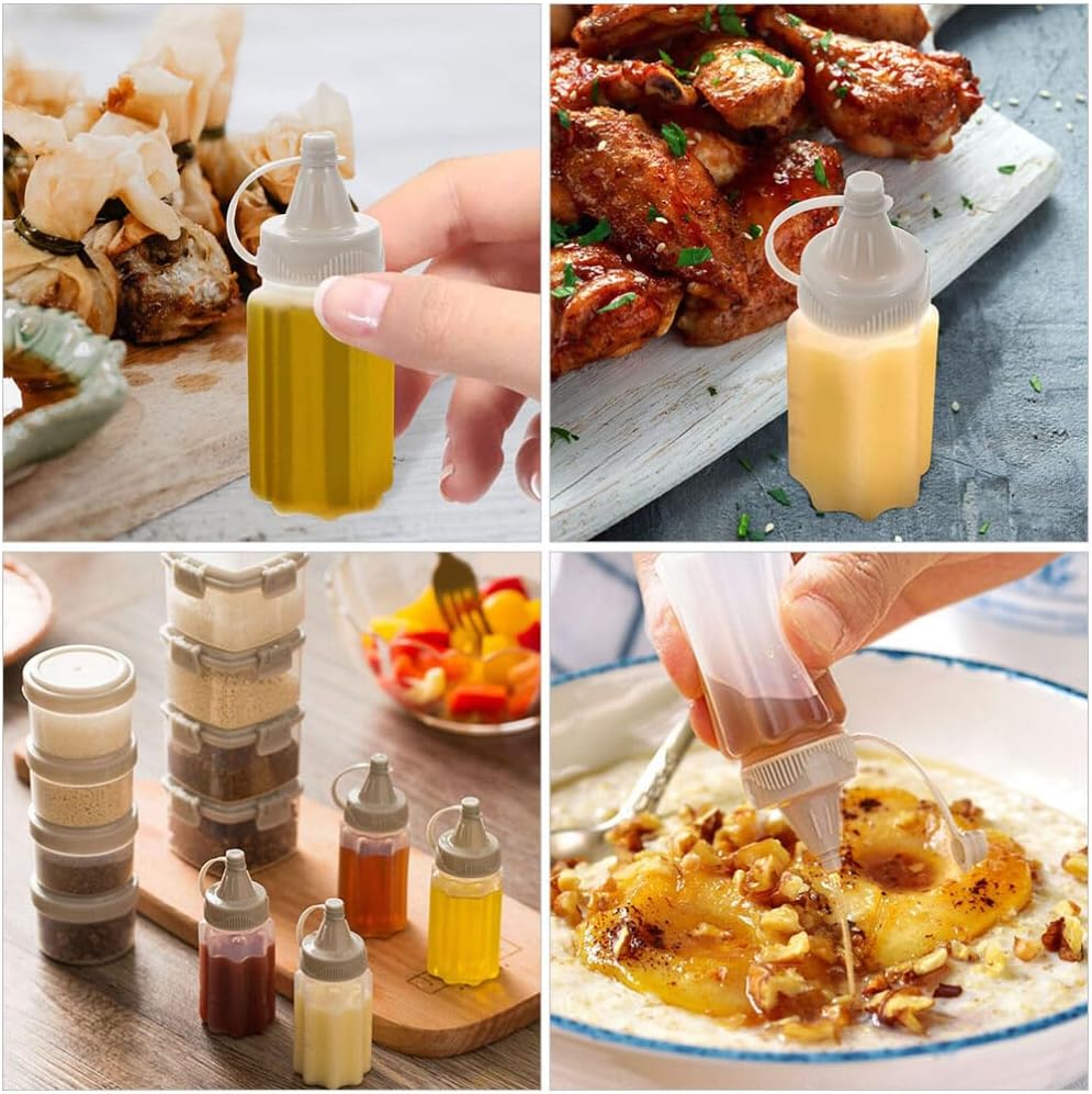 Kichvoe 4pacBarbecueSeasoningBottleOliveOilSqueezeBottleRefillablePicnicCondimentBottlesClearHoneyDispenserJamPaint