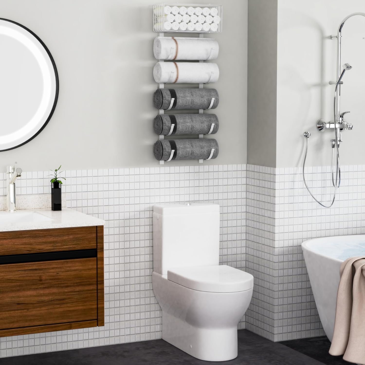 Moforoco White 9-Tier Over The Door Towel Racks