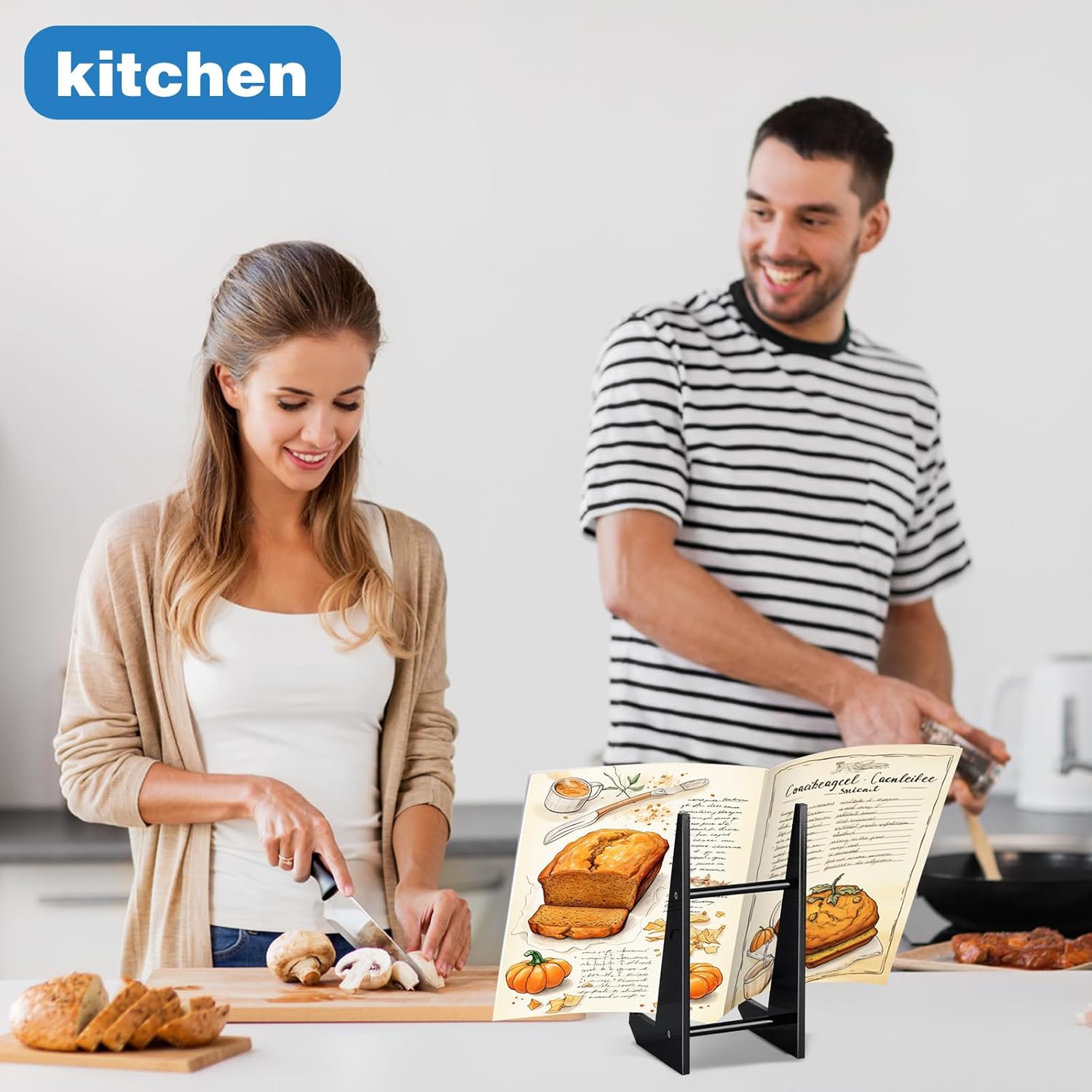 Sturdy Acrylic Cookbook Stand for Kitchen Countertops