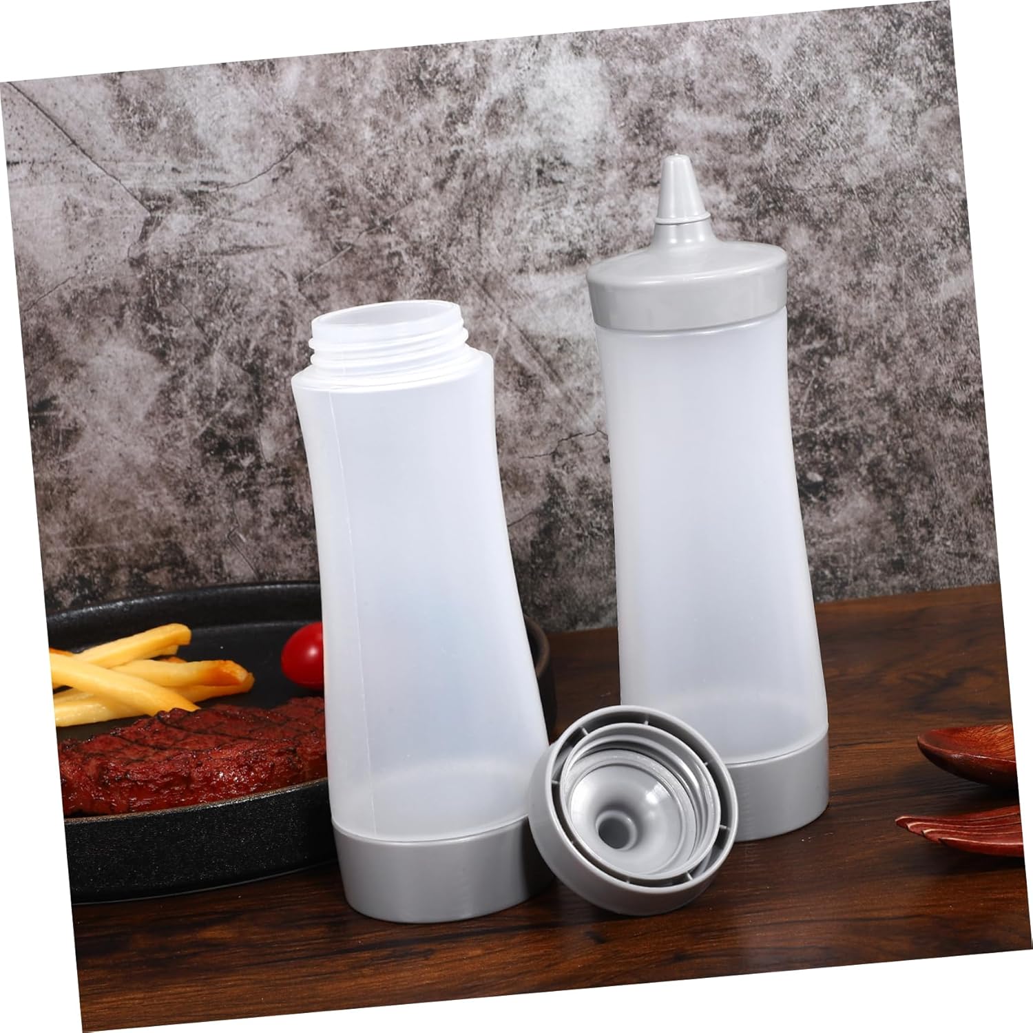 OKUMEYR Premium 4Pcs Condiment Squeeze Bottles Set