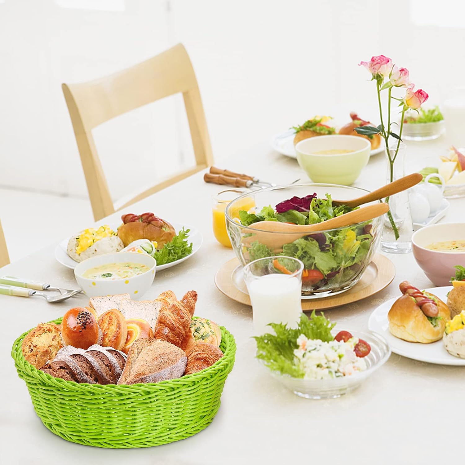 4-Piece Rattan Woven Baskets for Fruit Storage Serving