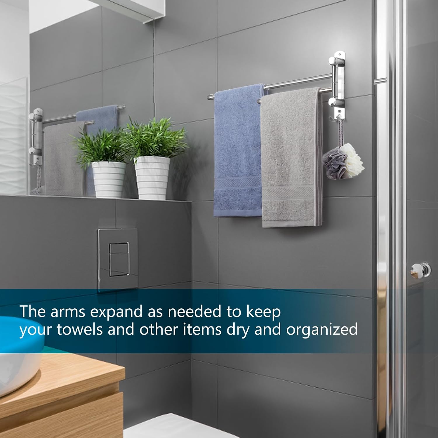 Adjustable Towel Rack JSVER Stainless Steel