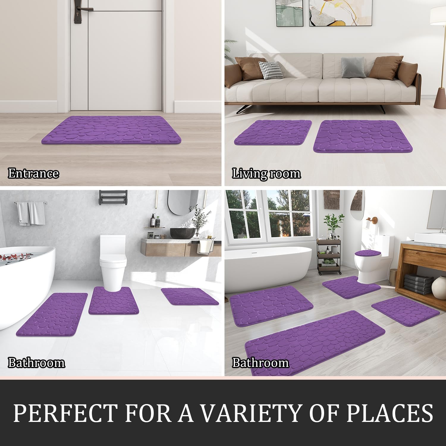 Cobblestone Memory Foam Bathroom Mat Set