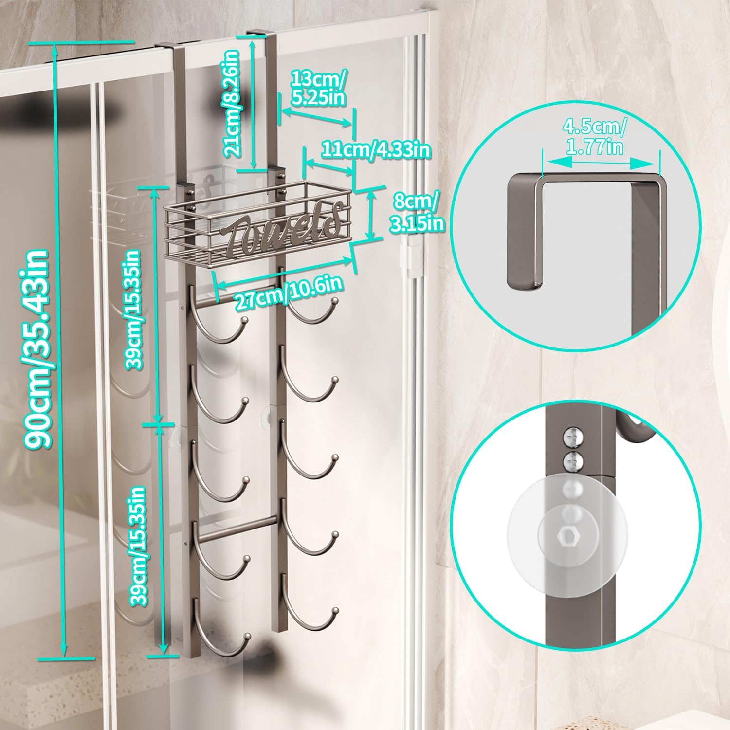 Sturdy 6-Tier Over-Door Towel Rack for Small Spaces