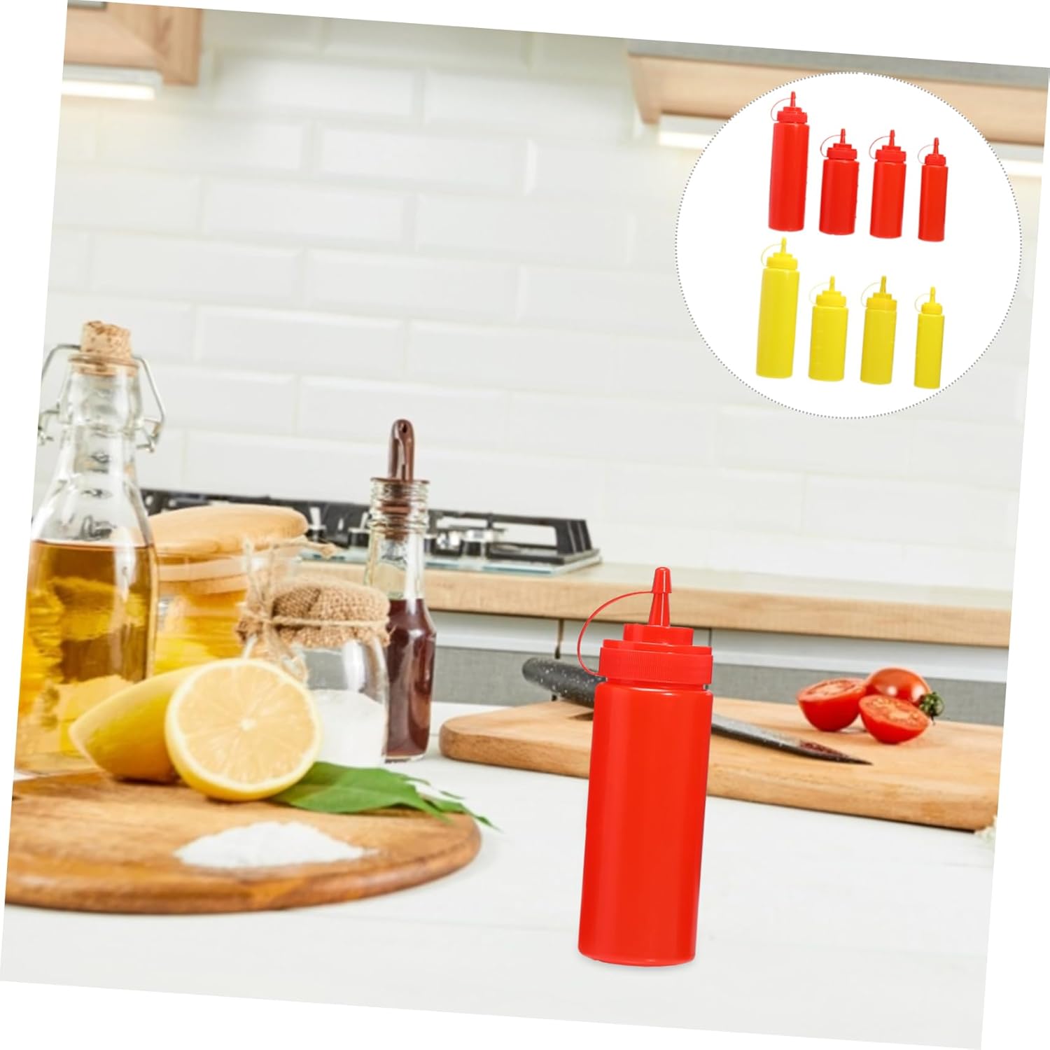 FELTECHELECTR 8pcs Tomato Sauce Squeeze Bottles for Condiments Kids-friendly Design