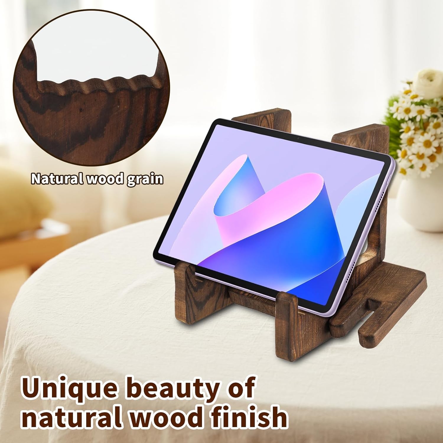 Adjustable Wave Cook Book Stand Natural Wood Finish Amazing Design