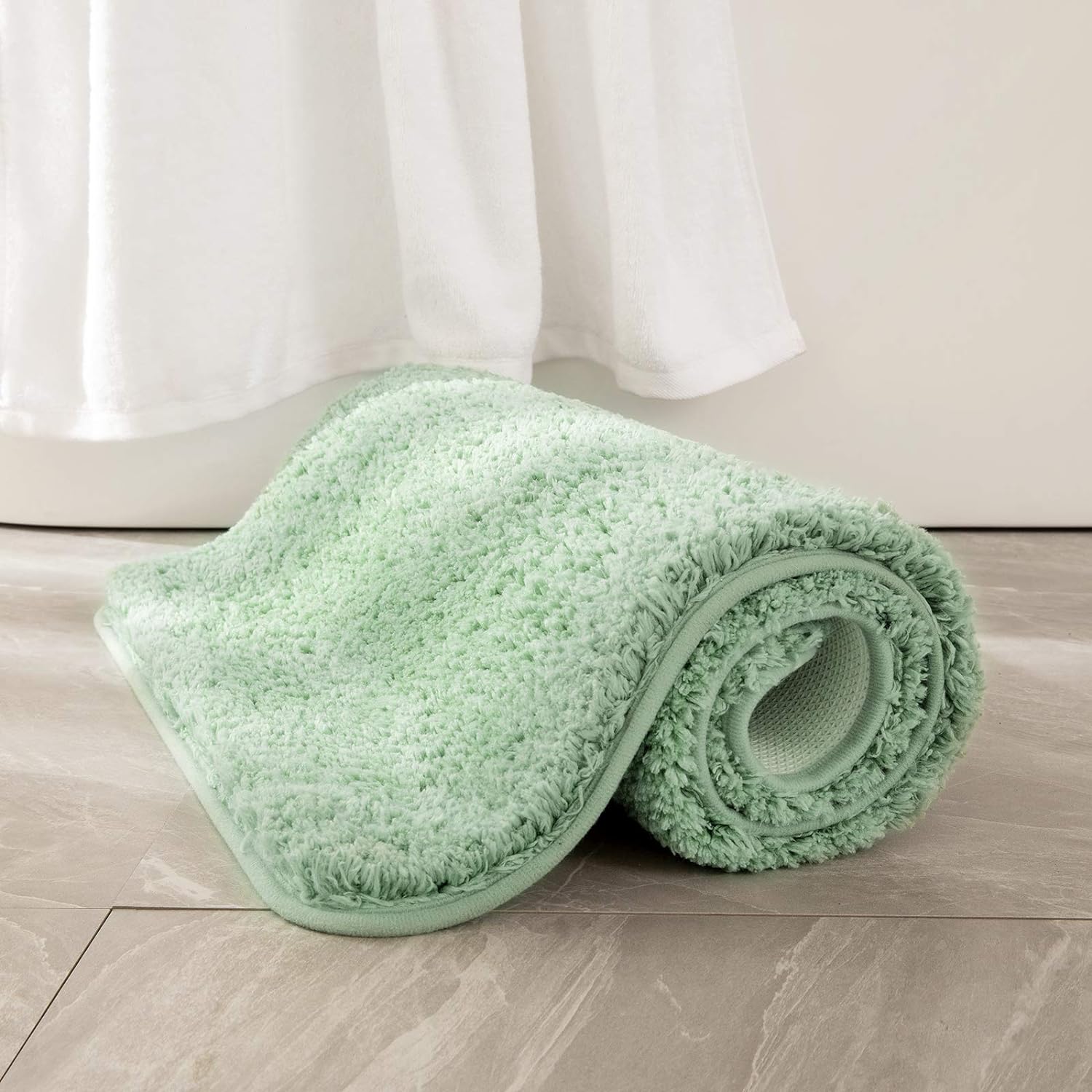 MIULEE Extra Thick Non Slip Bathroom Rug - Sage Green
