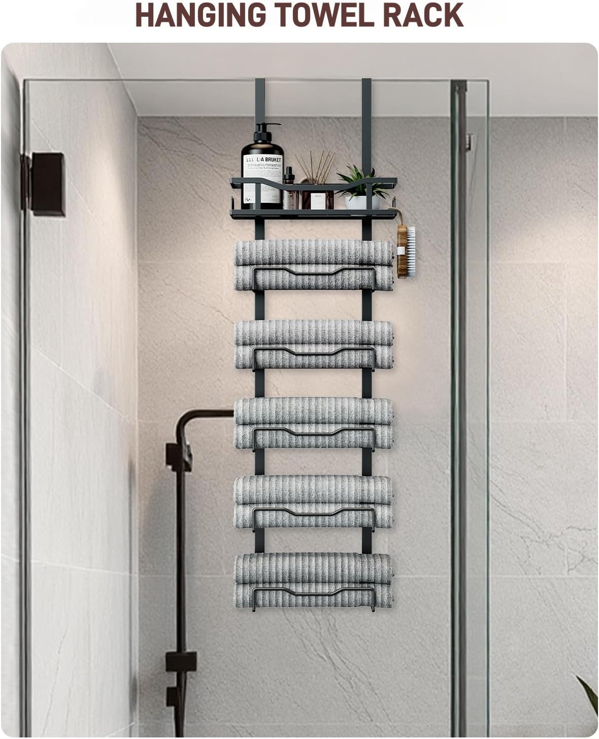 Aetyord No-Drill Bath Towel Rack - Black