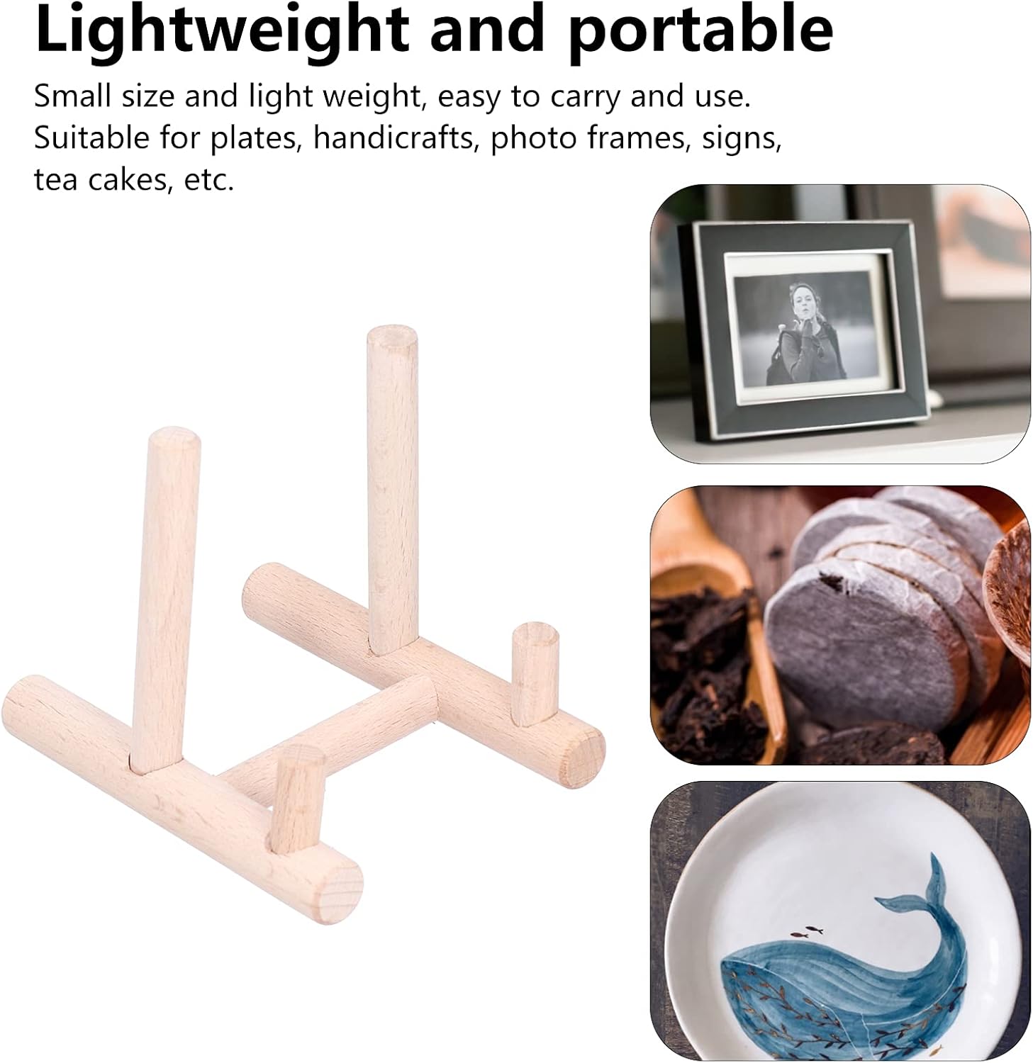 95cm Wooden Plate Holder Stand