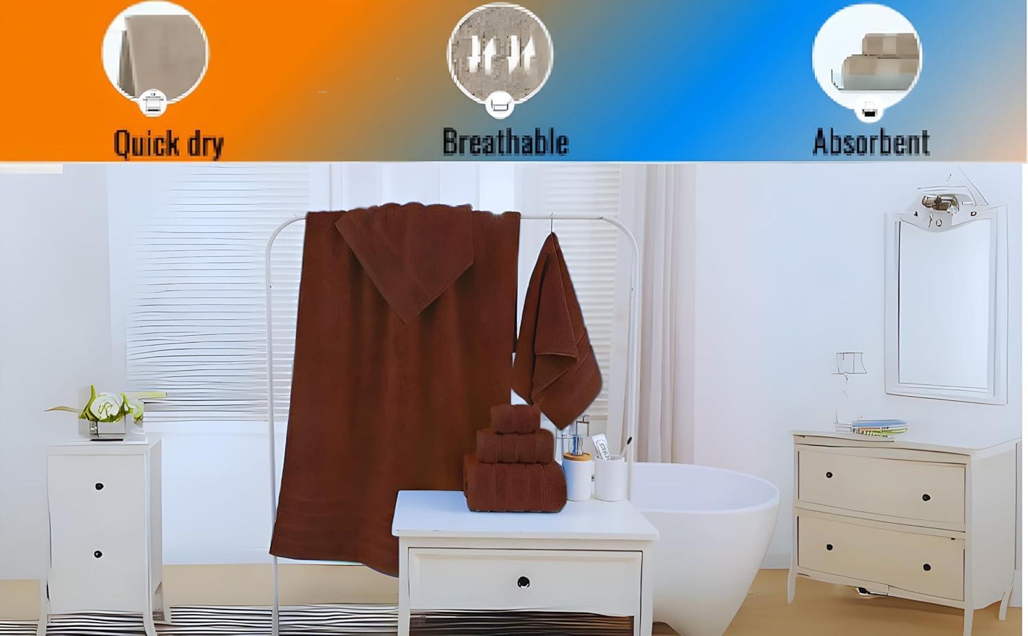 ZISH Soft Linen Luxury Turkish Cotton Towel Set 6 Piece