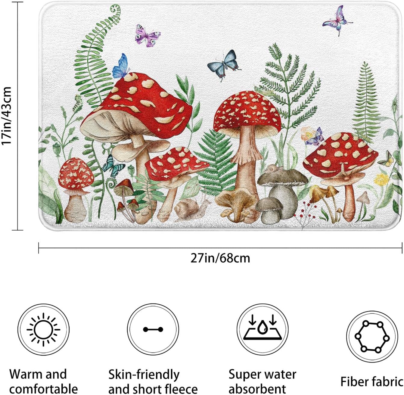 Twyt Decor Mushroom Imitation Cashmere Bathroom Mat Rug