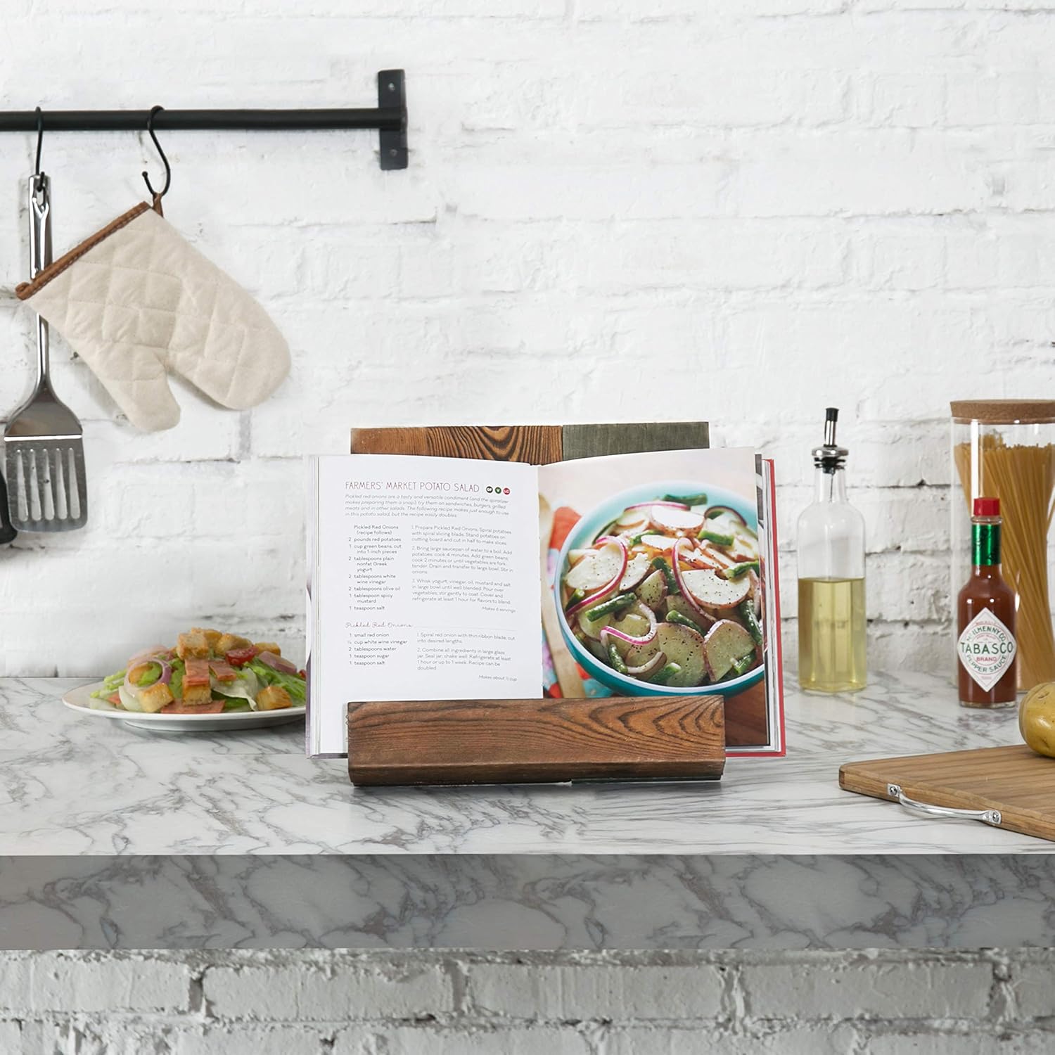 Rustic 2-Tone Manual Wooden Kitchen Cook PronDER Stand