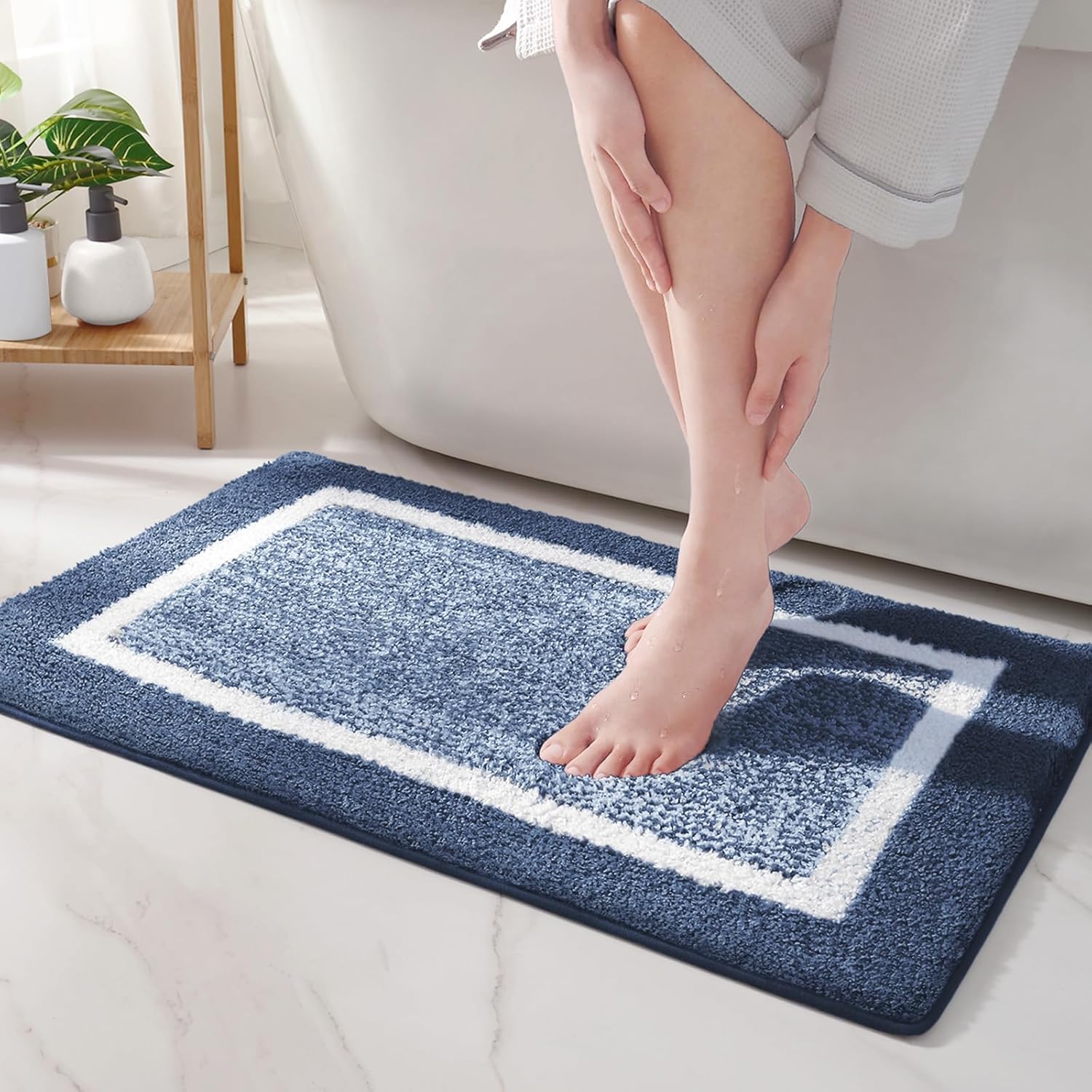 ColorGeometry Dark Blue Bath Mat 16x24 Non Slip