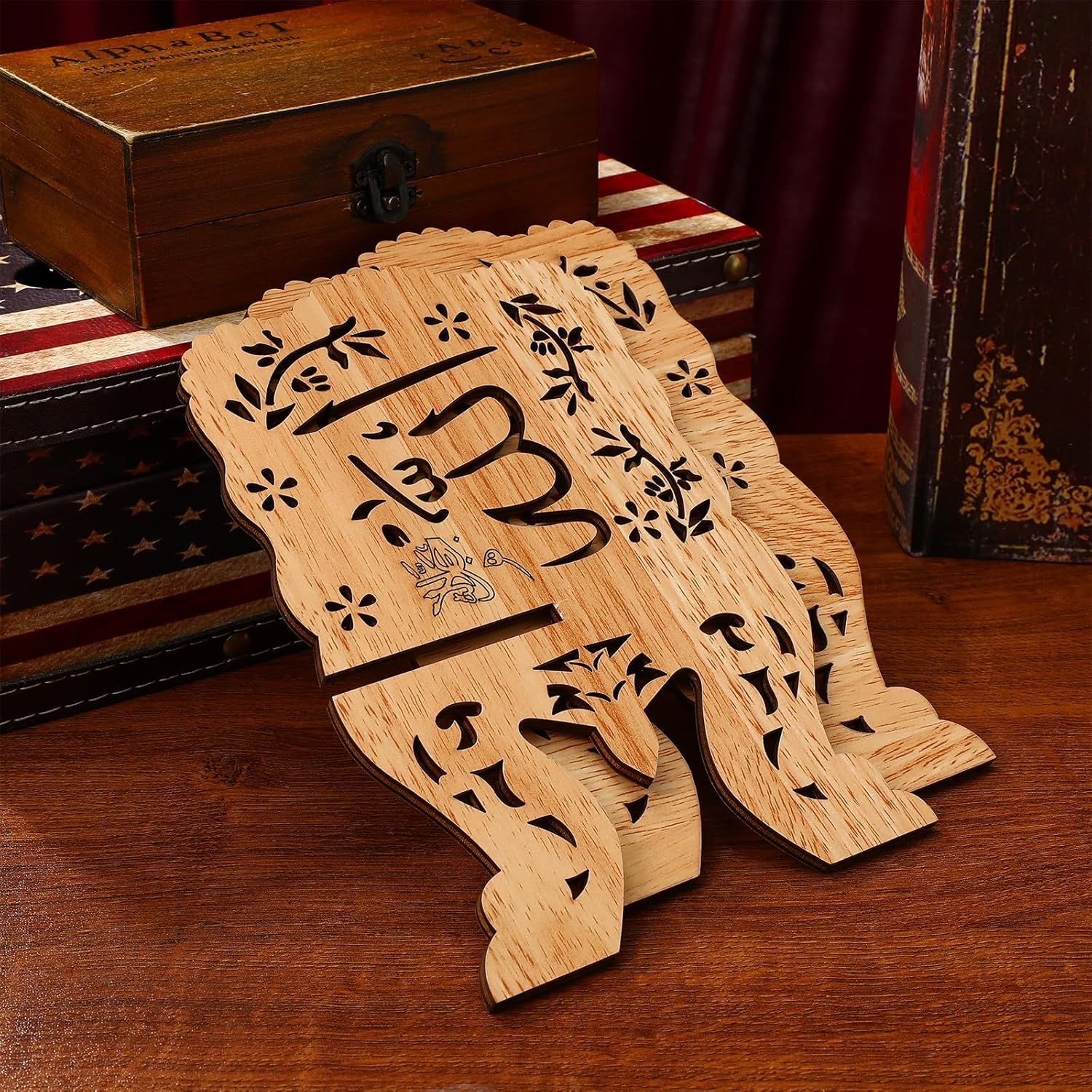 PRETYZOOM Foldable Quran Stand Wooden Book Holder