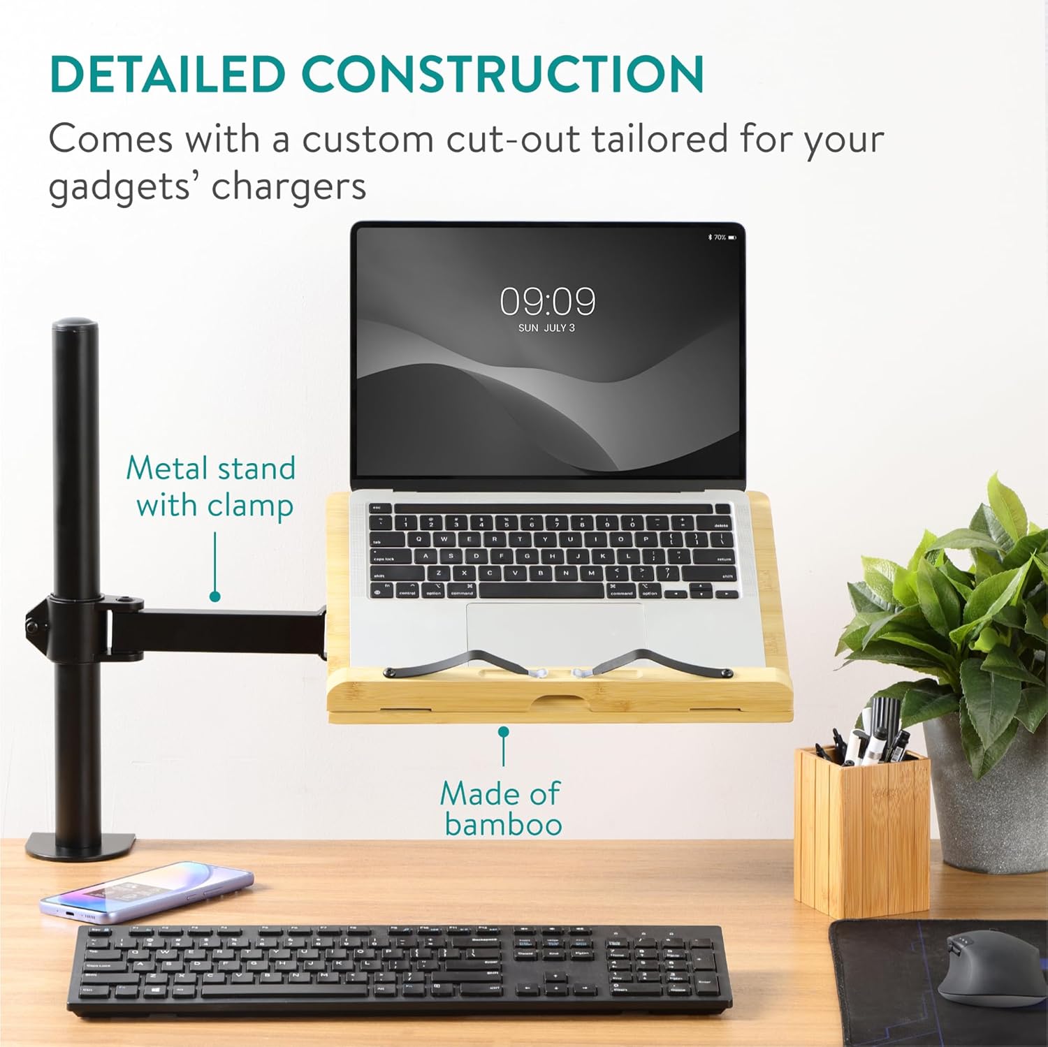 Enhance Workspace Efficiency Books Holder for Bamboo More