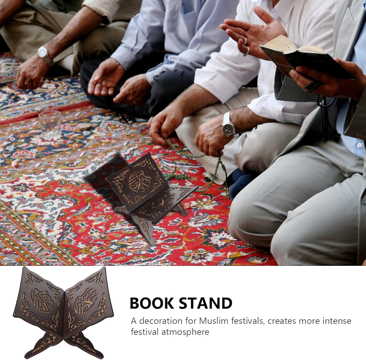 BESTOYARD Wooden Quran Book Stand Foldable Religious Holder