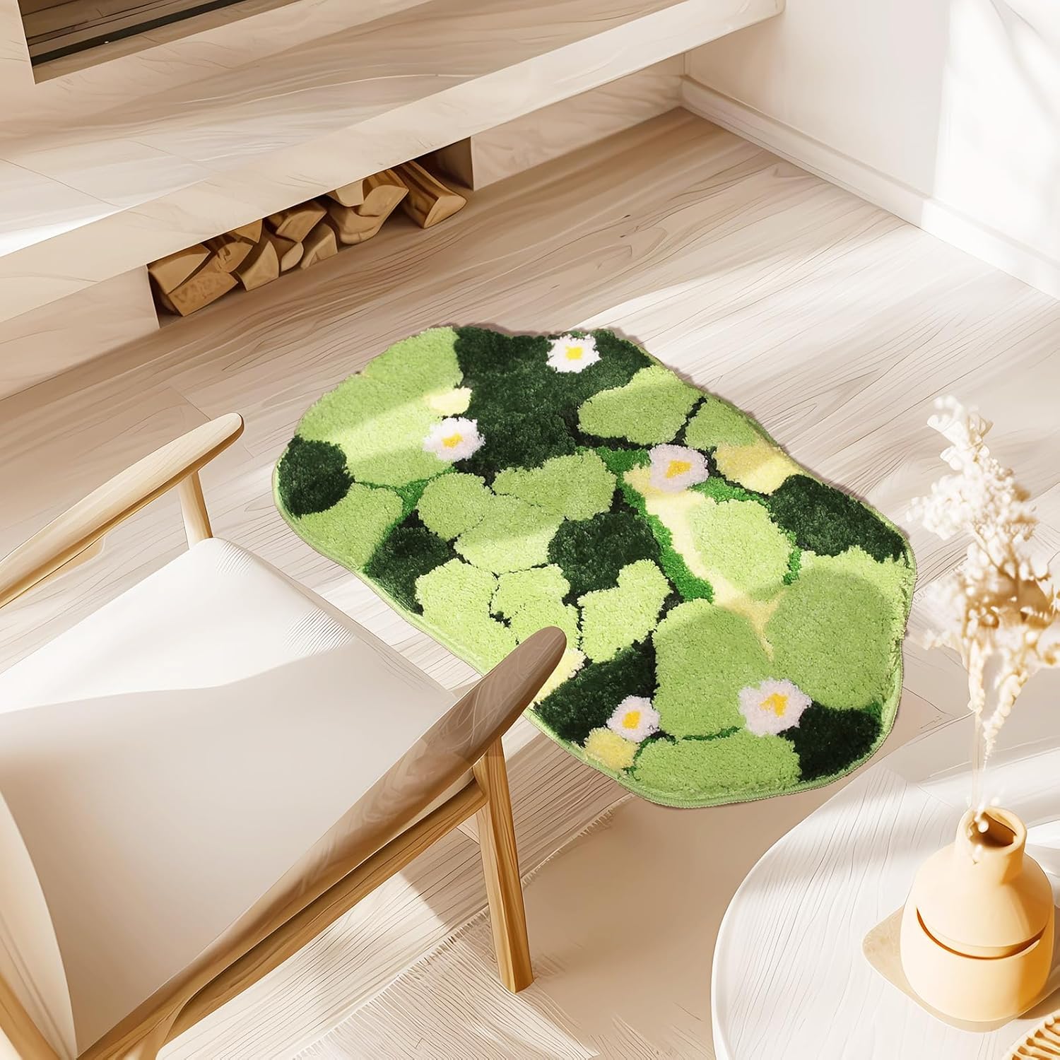 Green Moss Bath Mat - 32x20 Inch Soft Non-Slip Washable