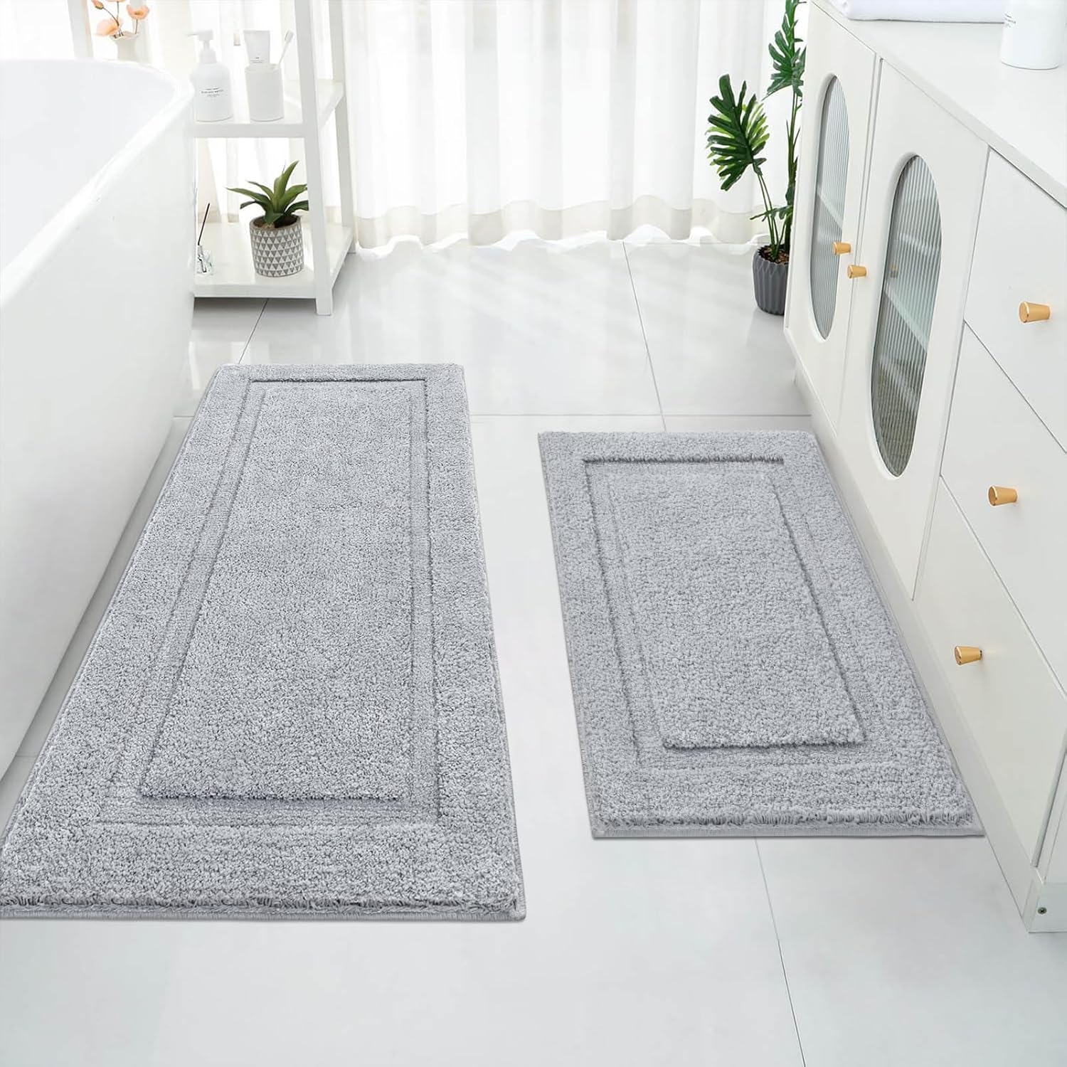 SHACOS Gray Super Soft Bath Rug 20x47