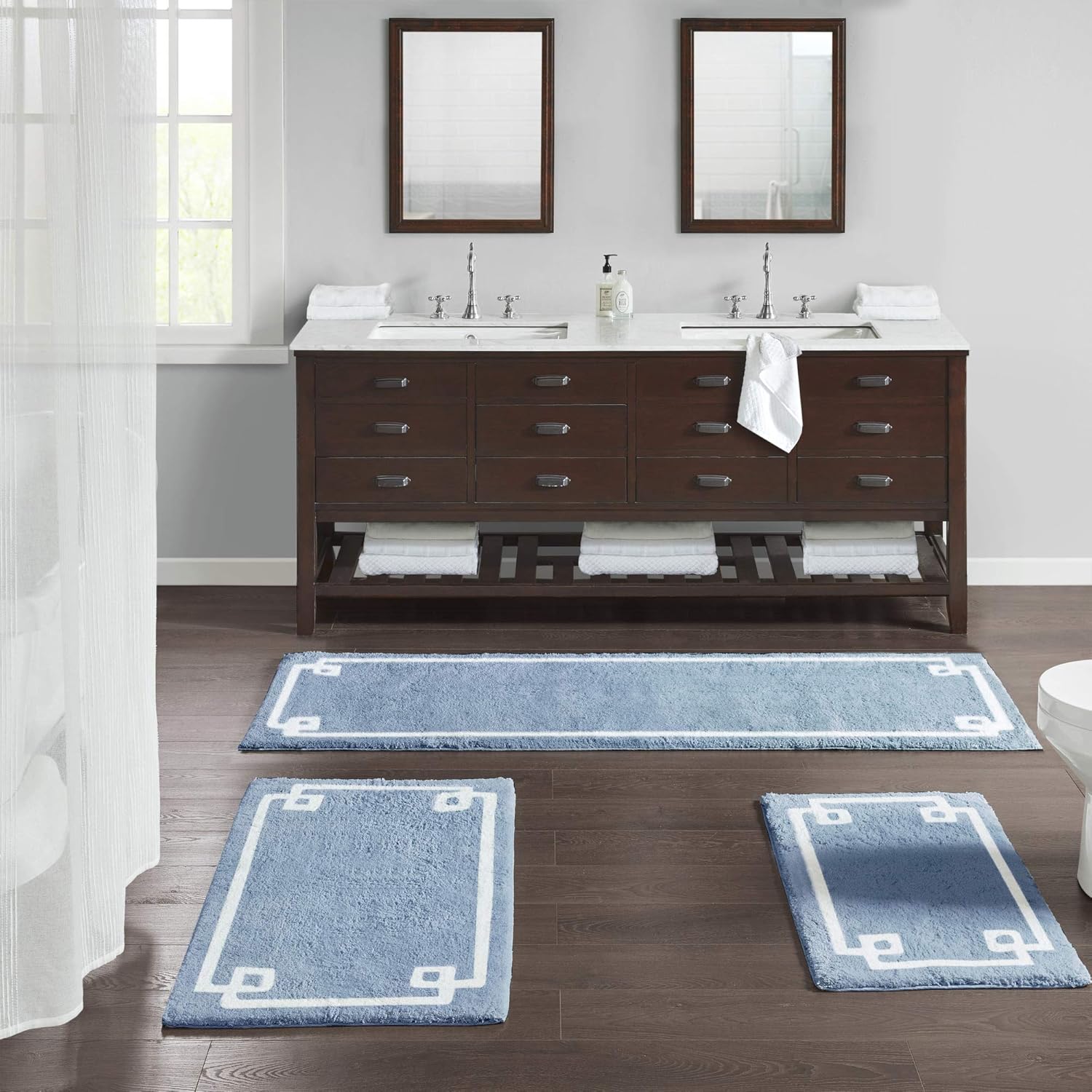 Madison Park Evan Bath Rug 20x30 Blue