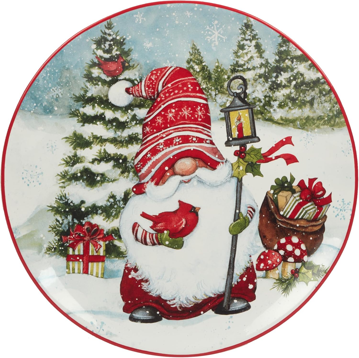 Glowing Christmas Gnomes Dinner Plate Set