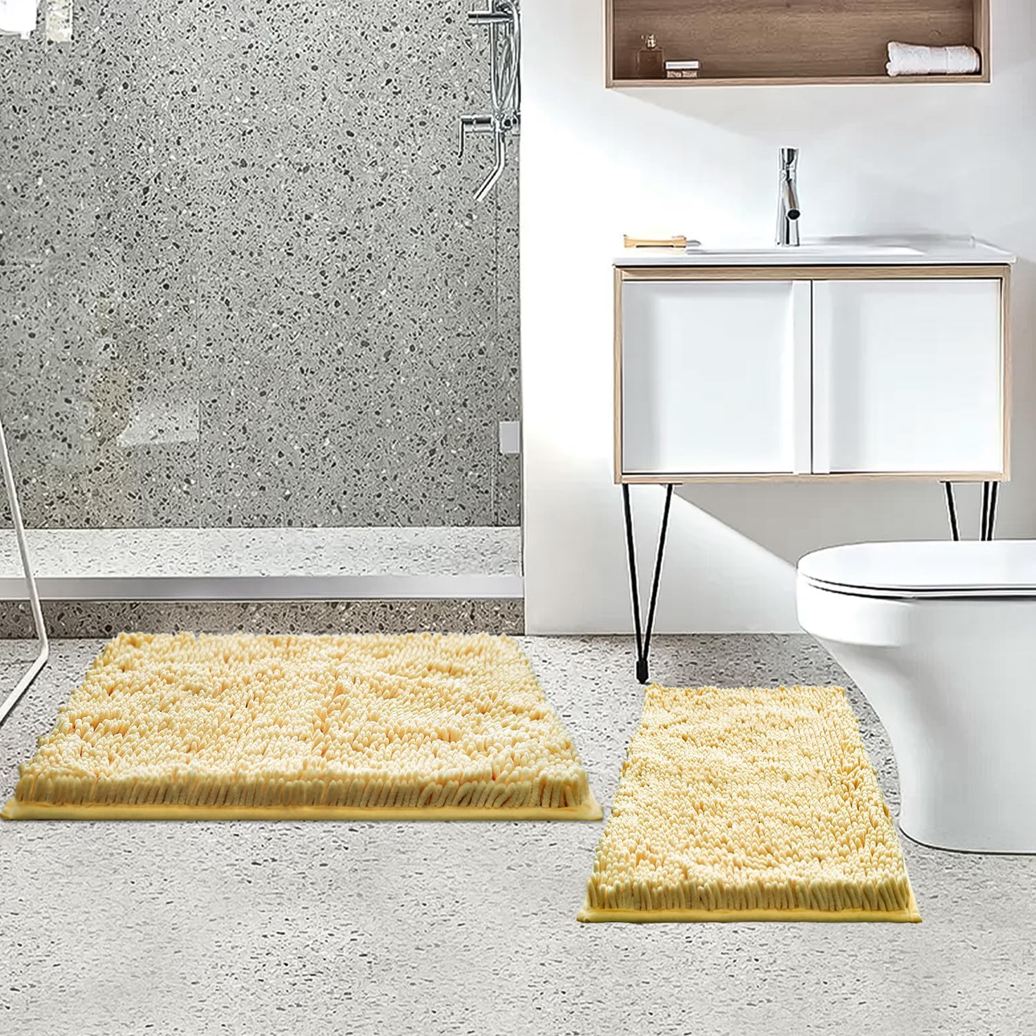 2 PIECE Bathroom Rugs Set Ultra Soft Washable Anti-Slip 20x3216x24 inch