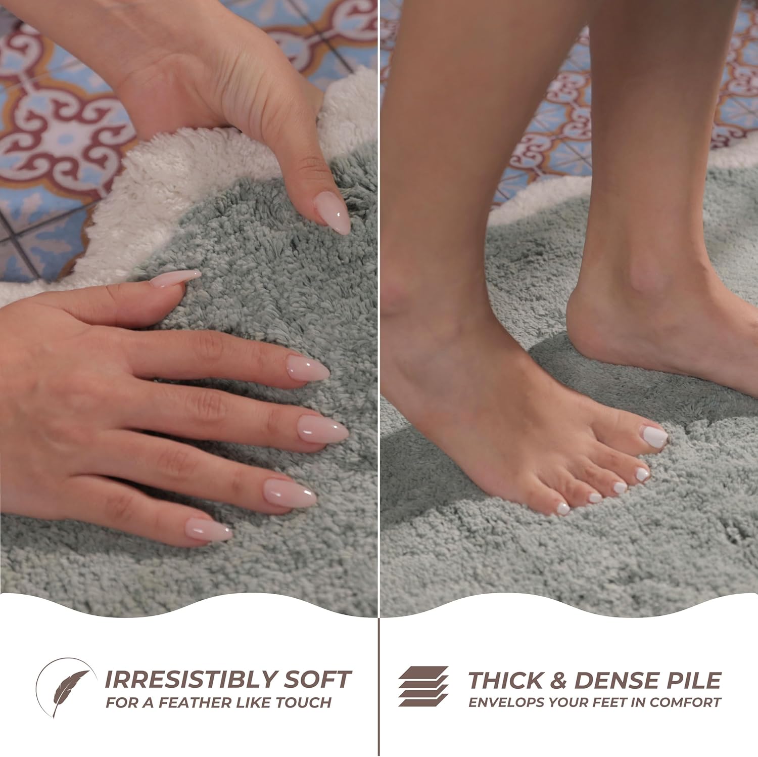 Ergonomic Design Sage Green Bathroom Rug 20x32