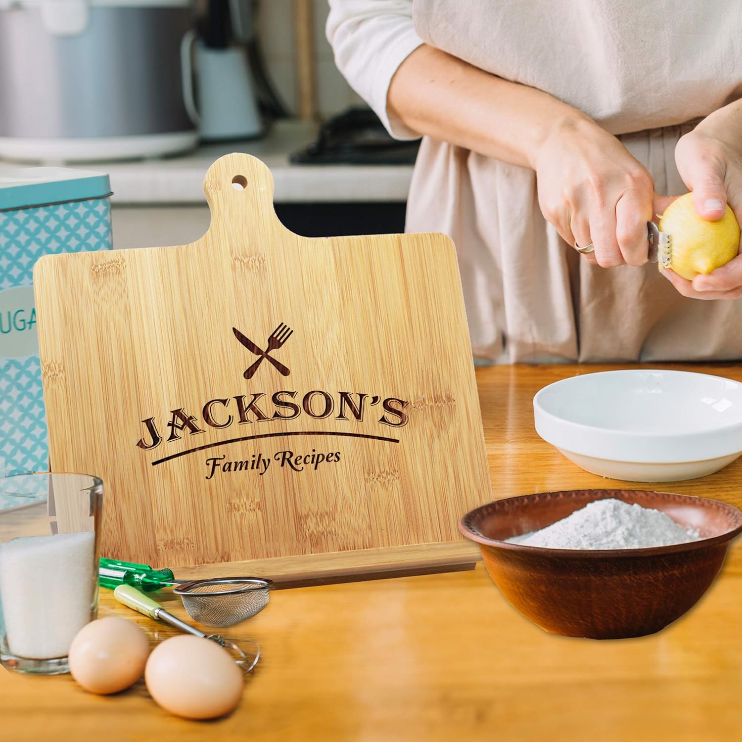 Personalized Bamboo Kitchen Cookbook Holder - 1025 x 1025