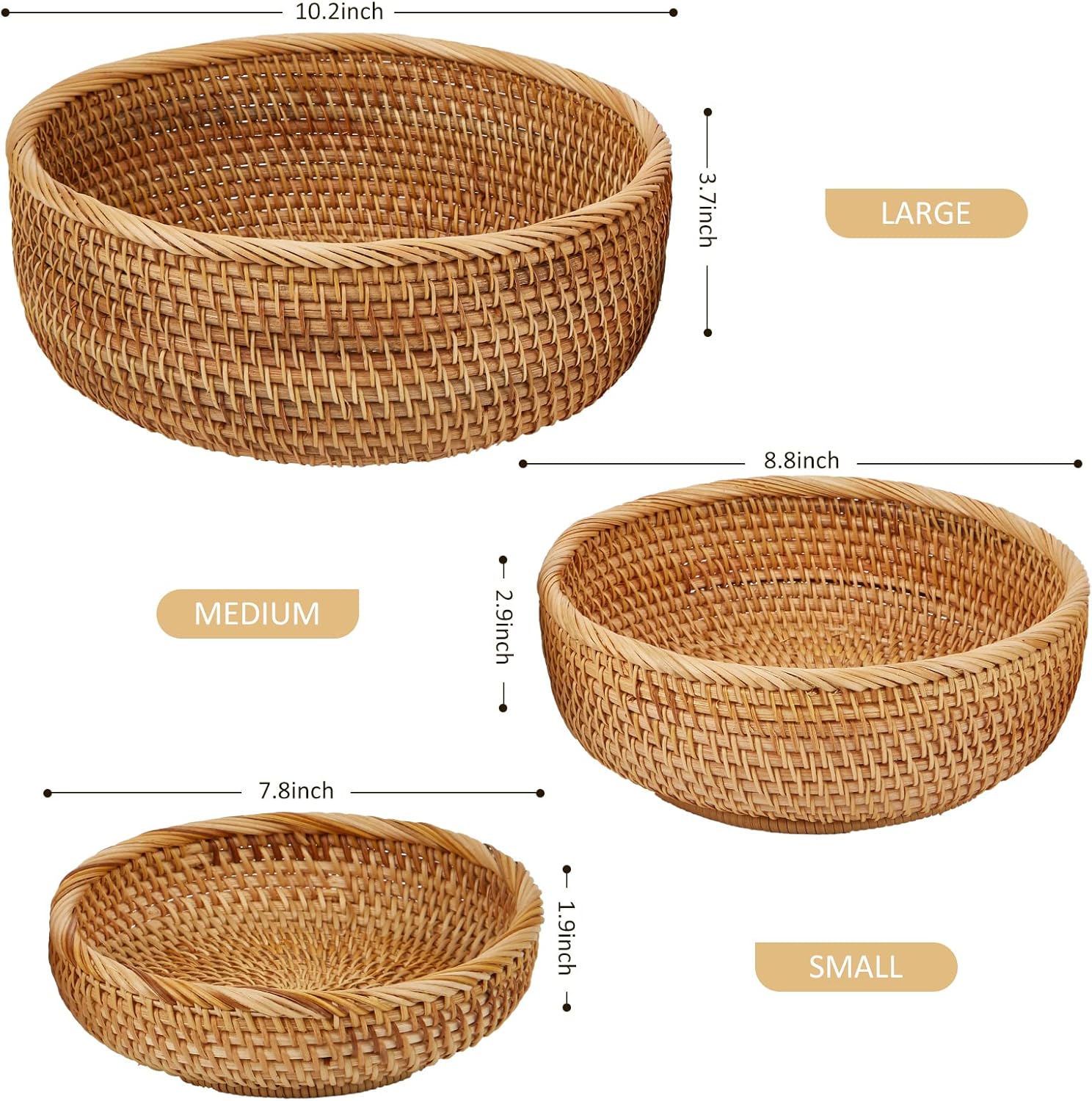 Natural Rattan Hand-Woven Small Fruit Basket