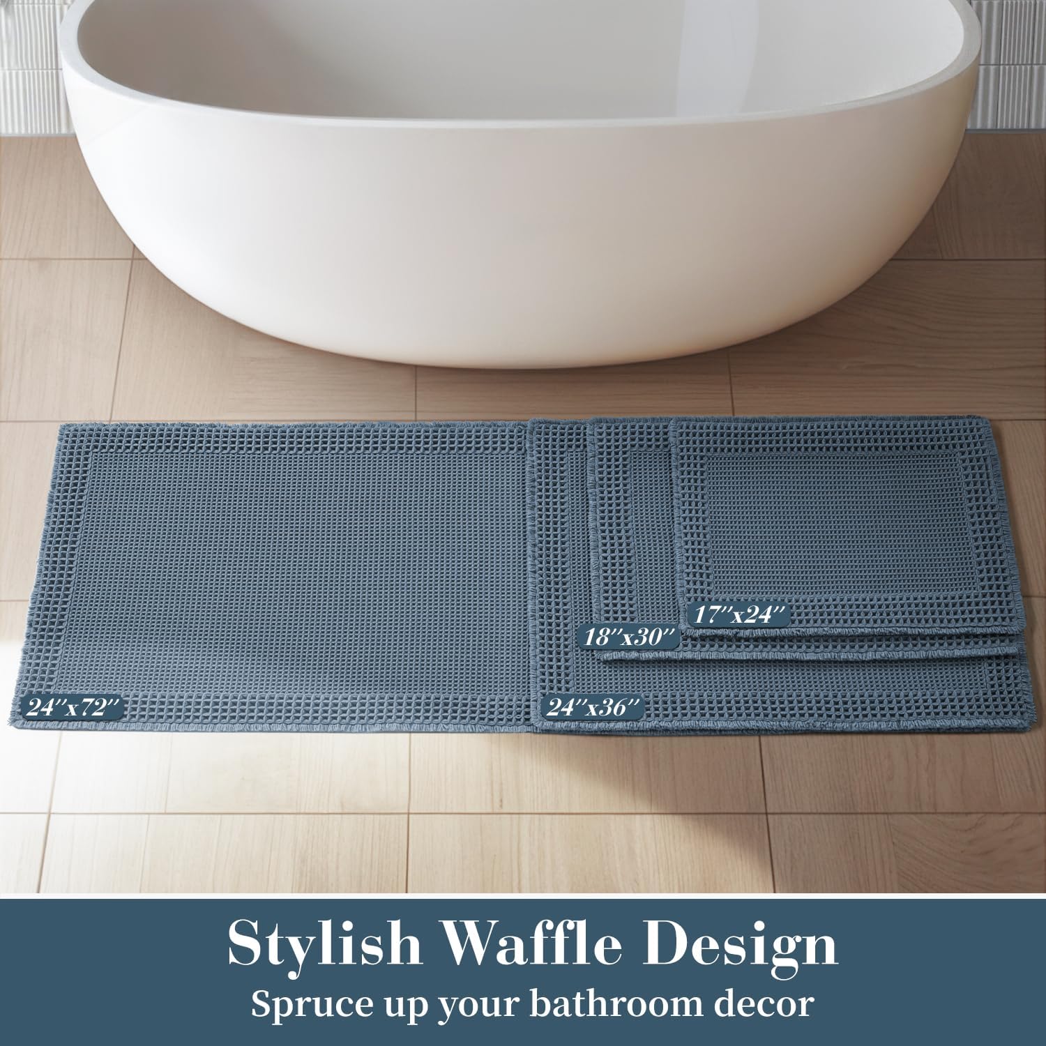 Waffle Bath Mat for the Boho Bohemian by RESARE