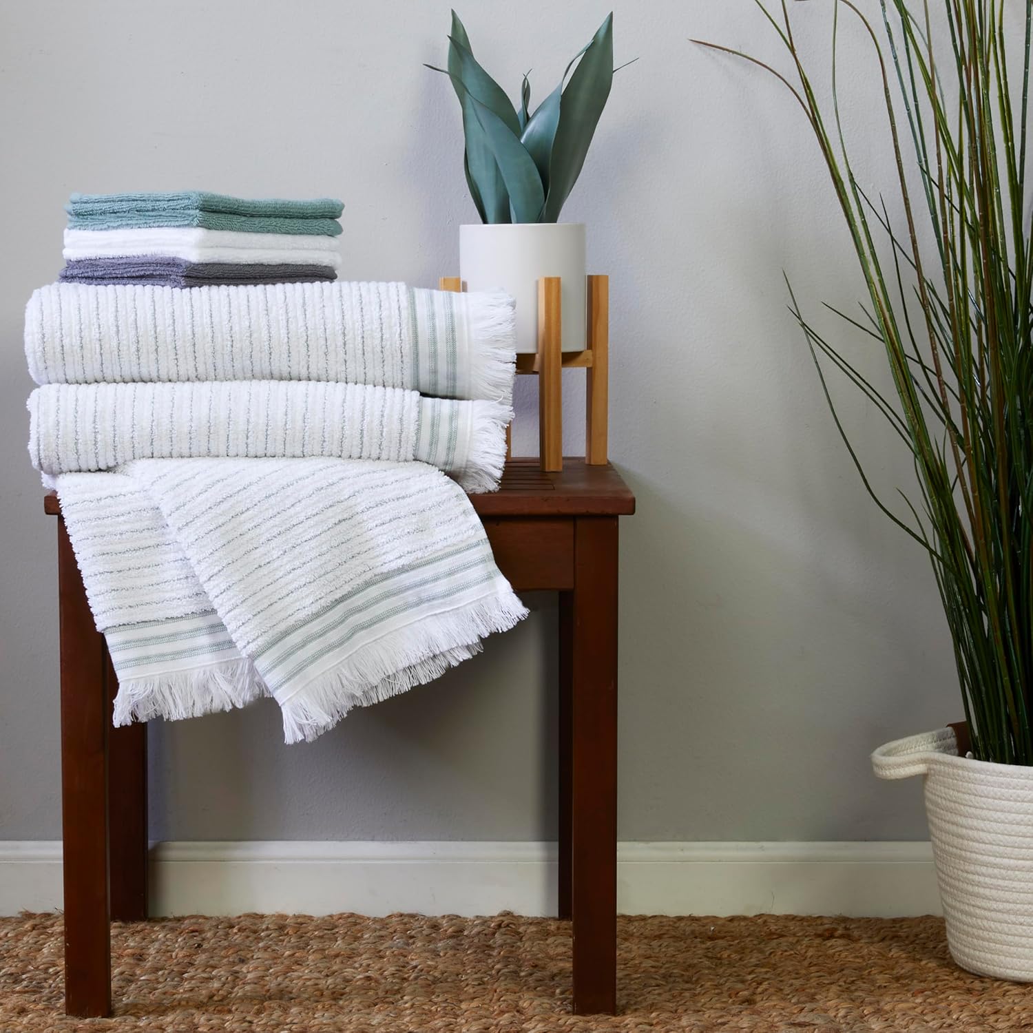SKL Home Subtle Stripe Bath Towel Sage