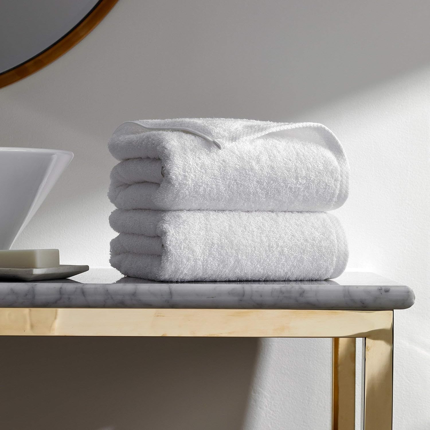 Luxury 100 Cotton Bath Towels - Set of 2 - Double Pique Border