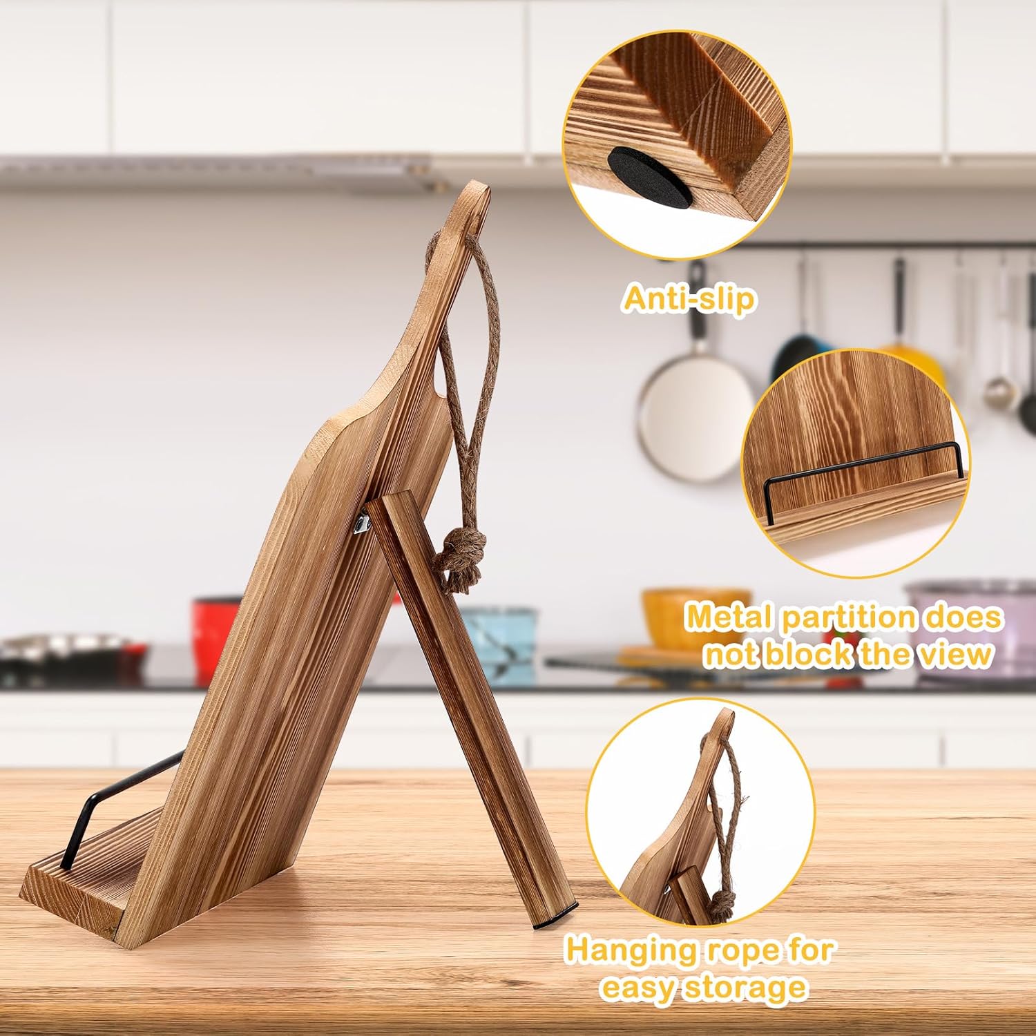 2 Pcs Rustic Pine Adjustable Cooking Stand for Women