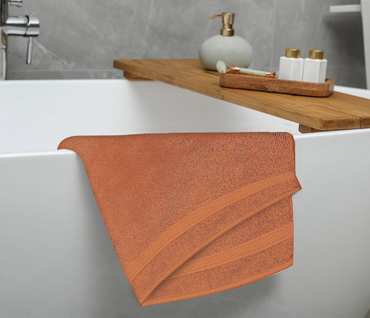 A1 Home Collections Burnt Caramel Bath Towels Pack of 4