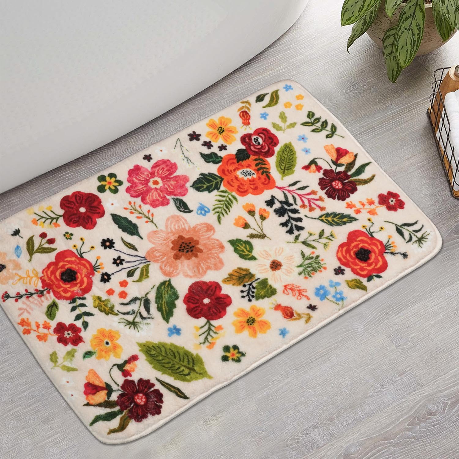 Stylish Non-Slip Bathmat with Soft Floral Design