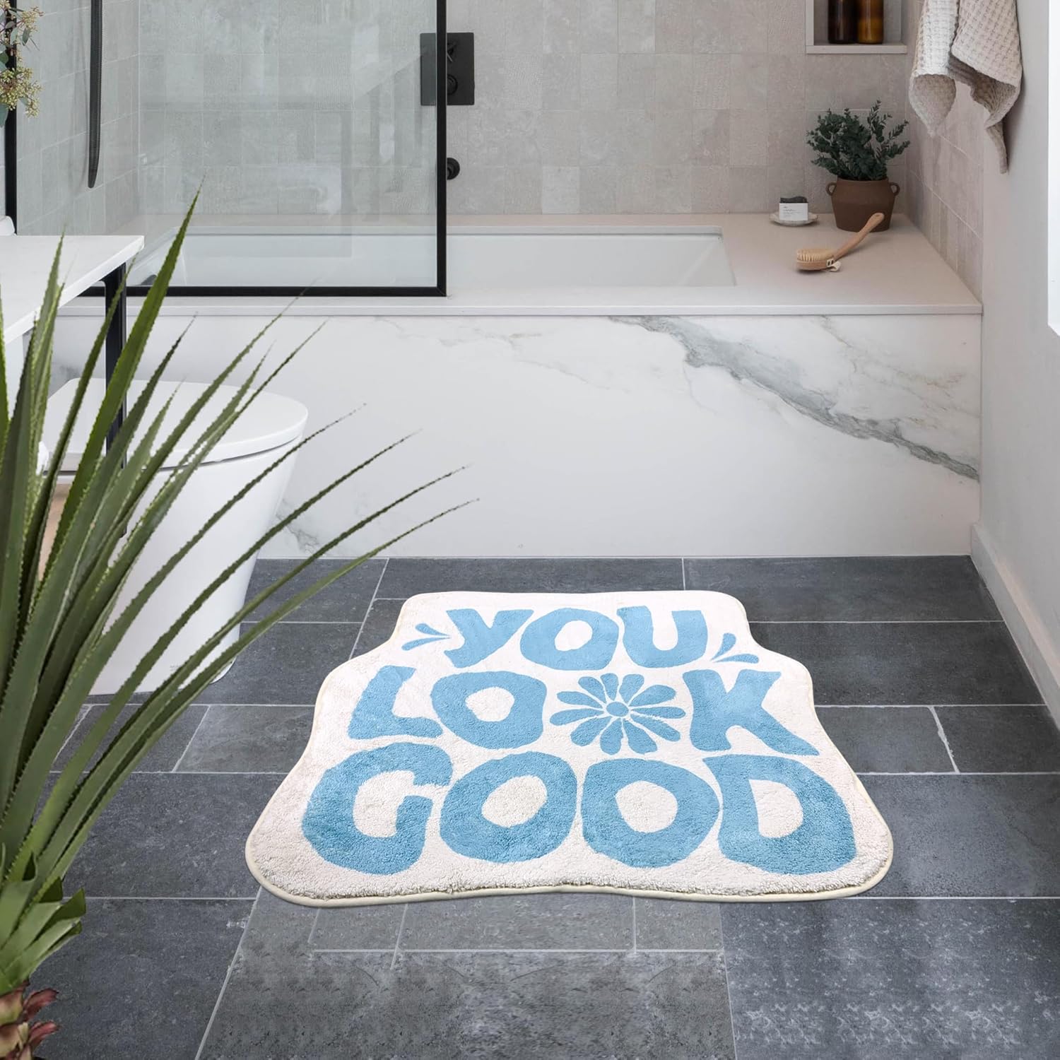 You Look Good Bath Mat Sky Blue 21x25 1