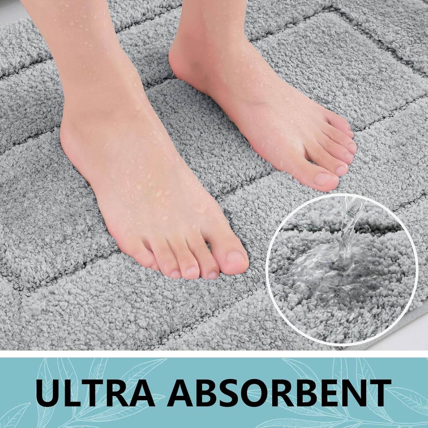 Buganda 30x20 Bath Rug Plush Microfiber Non-Slip Absorbent Machine Washable