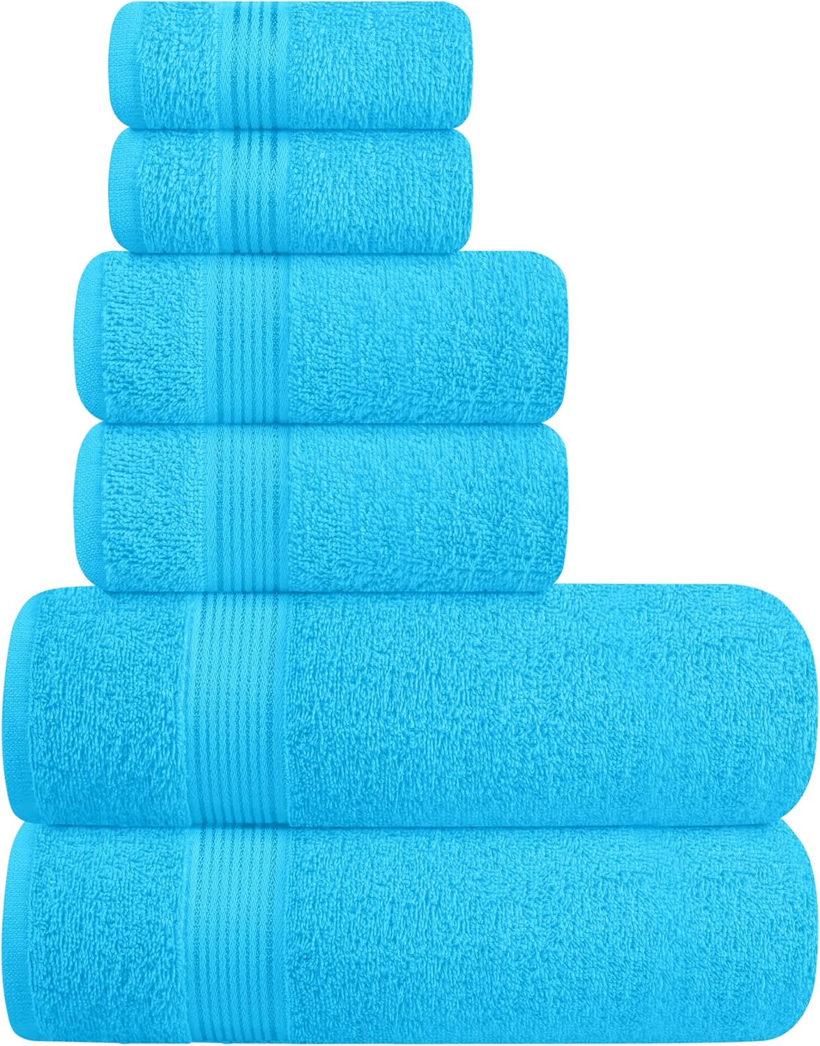 Belizzi Home Ultra Soft 6 Pack Cotton Towel Set - Turquoise Blue 1