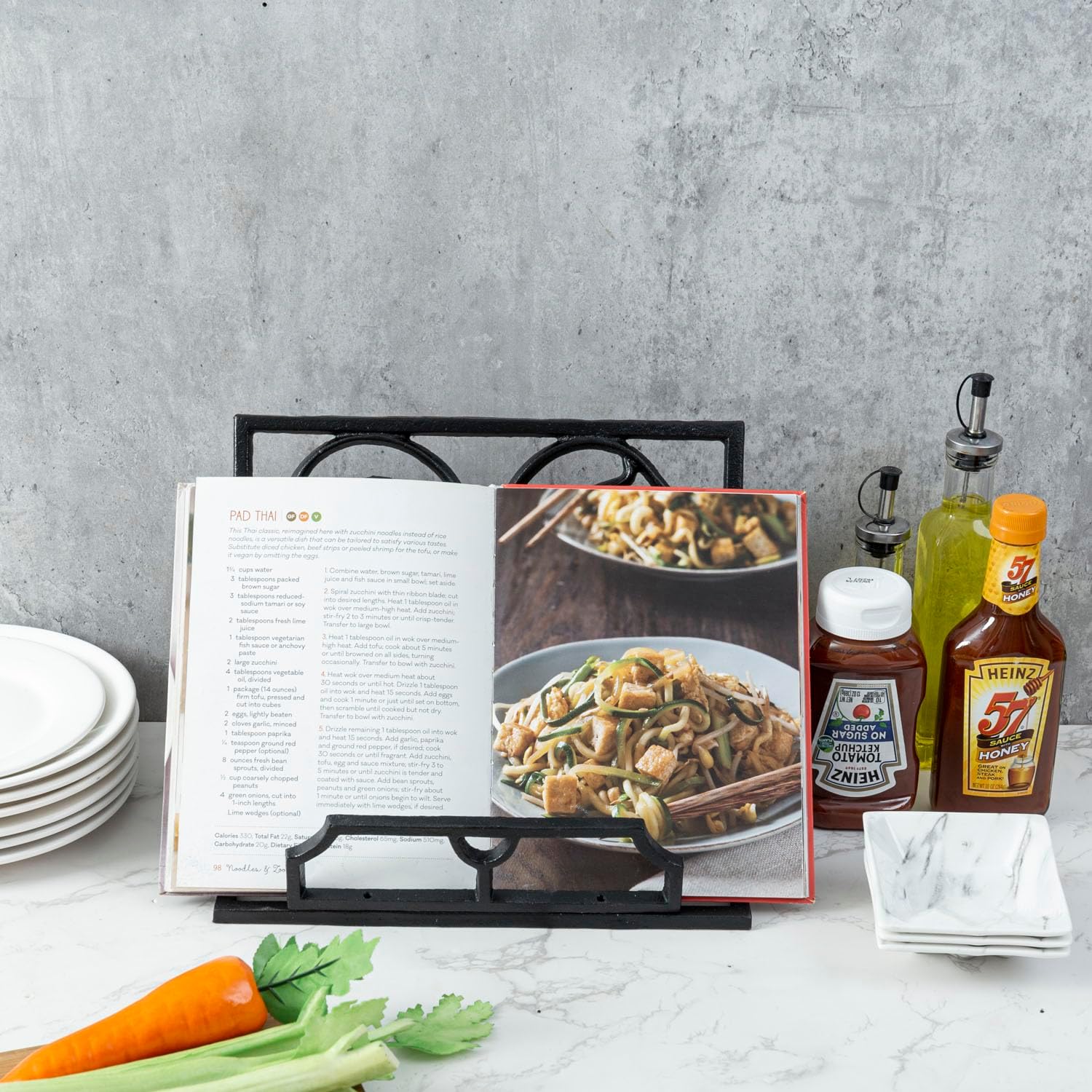 Stylish Black Cast Iron Cookbook Holder for Kitchen Use