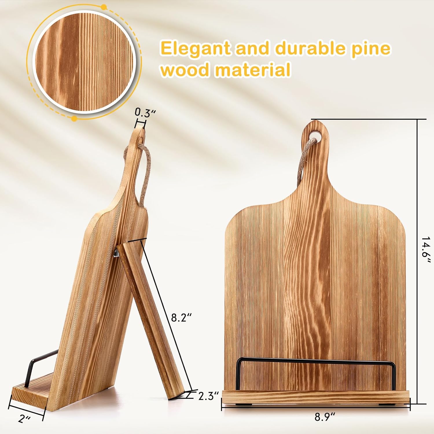 2 Pcs Rustic Pine Adjustable Cooking Stand for Women
