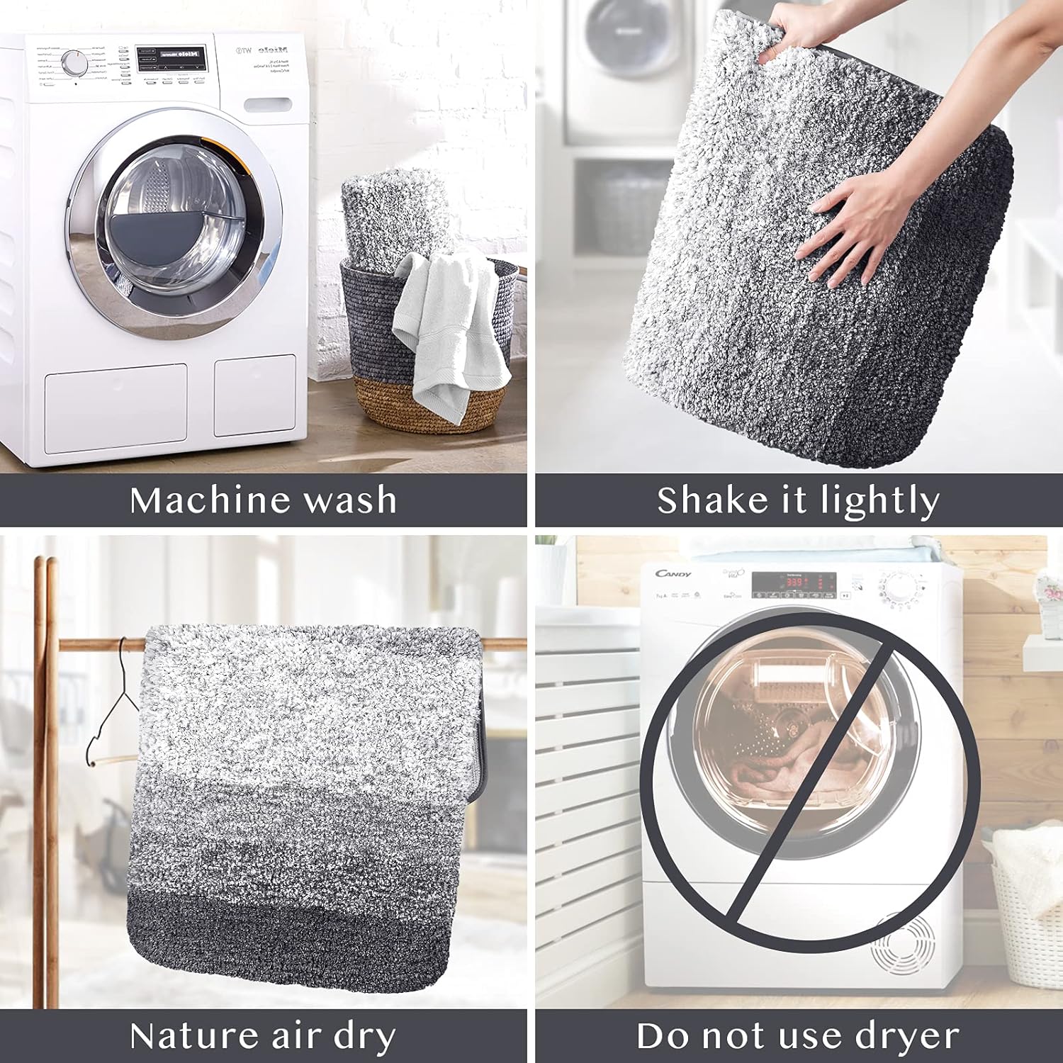 KMAT Luxury Soft Shaggy Bath Mat 16x24 Non Slip