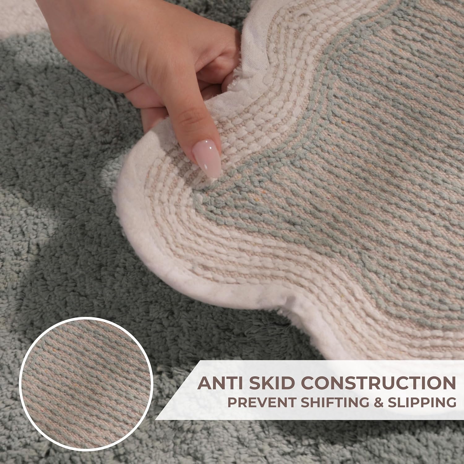 Ergonomic Design Sage Green Bathroom Rug 20x32