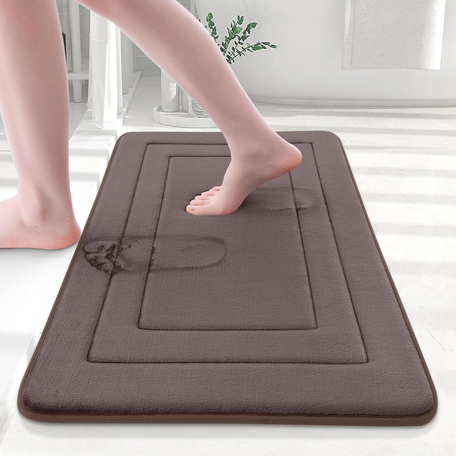 Arotive Memory Foam Bath Rug Mat Ultra Soft 30x20 Brown