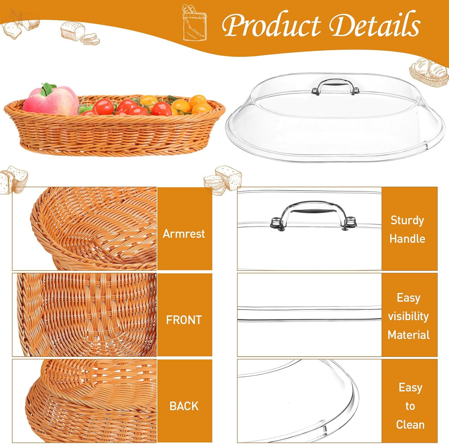 Hushee 2-Set Imitation Rattan Baskets with Lid for Storage Display
