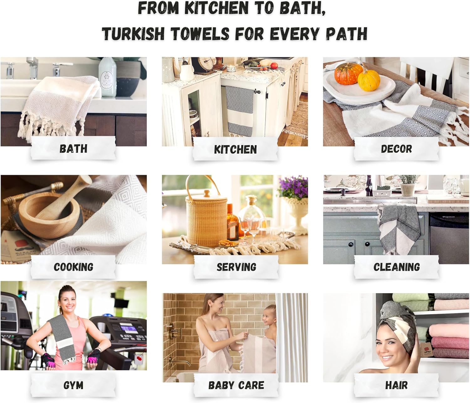 Bazaar Anatolia 4x 39x19 Pure Cotton Hand Towels