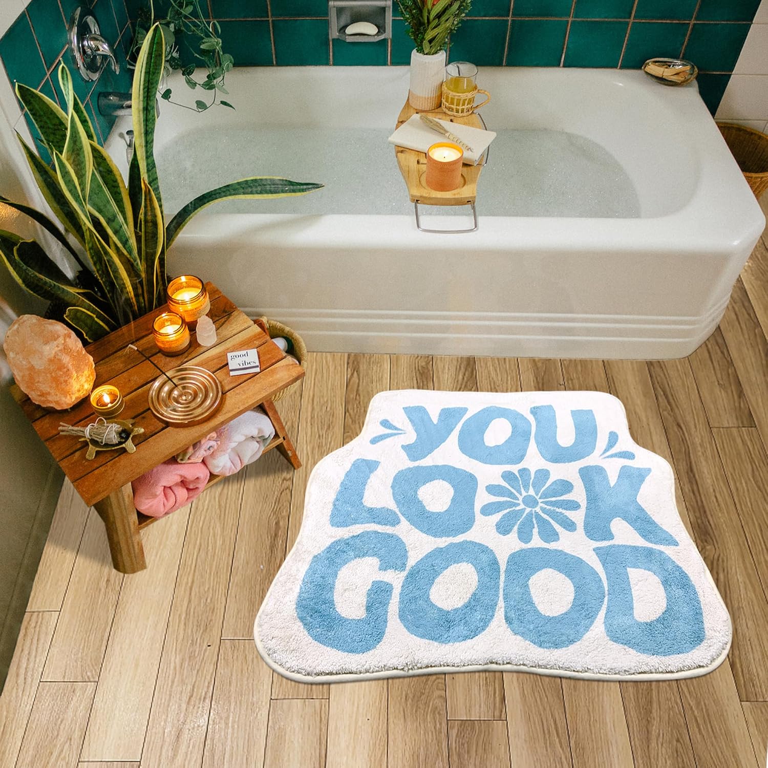 You Look Good Bath Mat Sky Blue 21x25 1