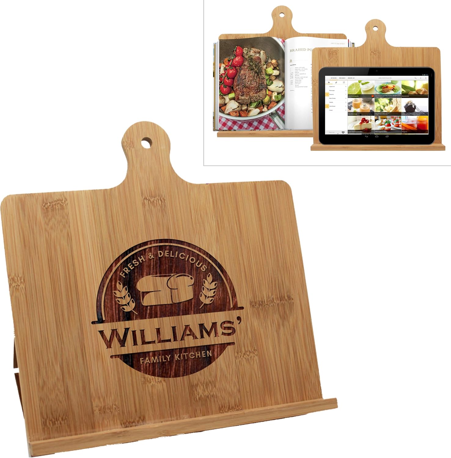 Personalized Bamboo Kitchen Cookbook Holder - 1025 x 1025