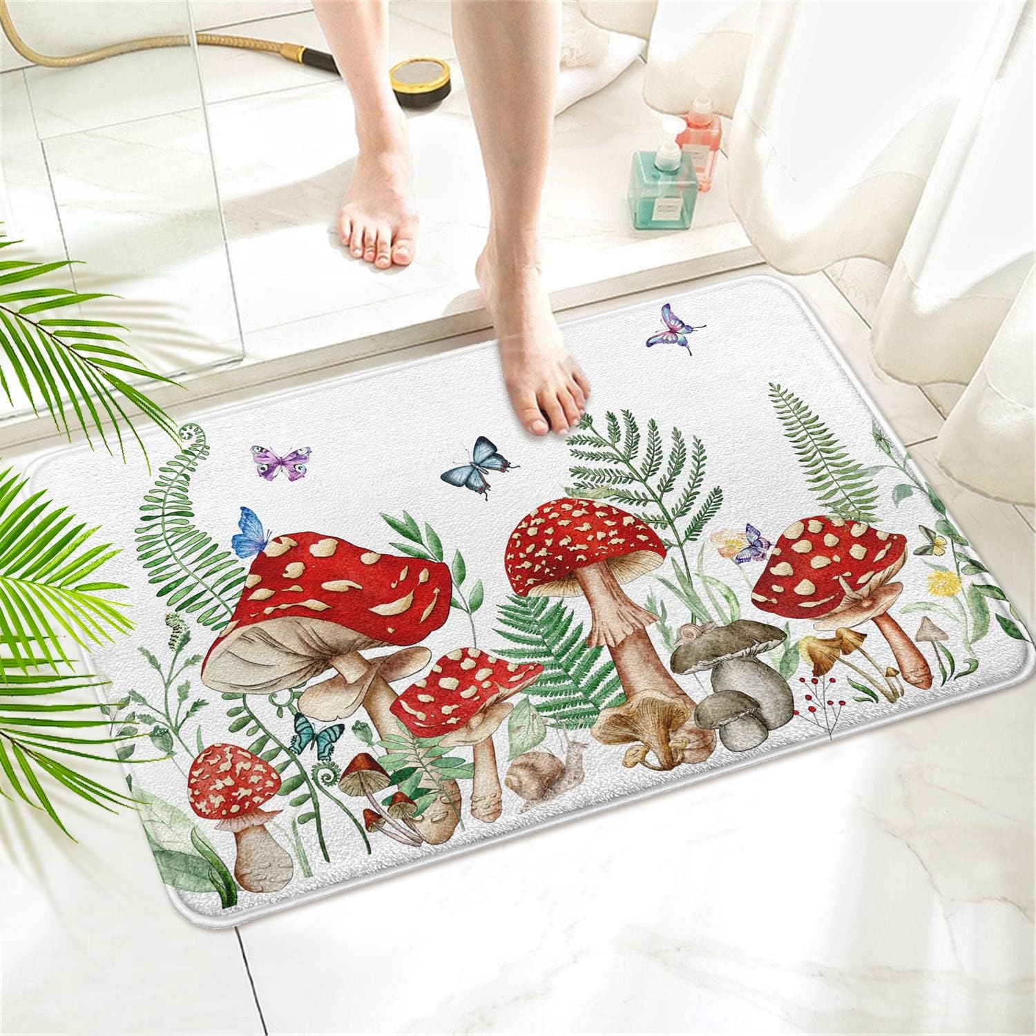Twyt Decor Mushroom Imitation Cashmere Bathroom Mat Rug