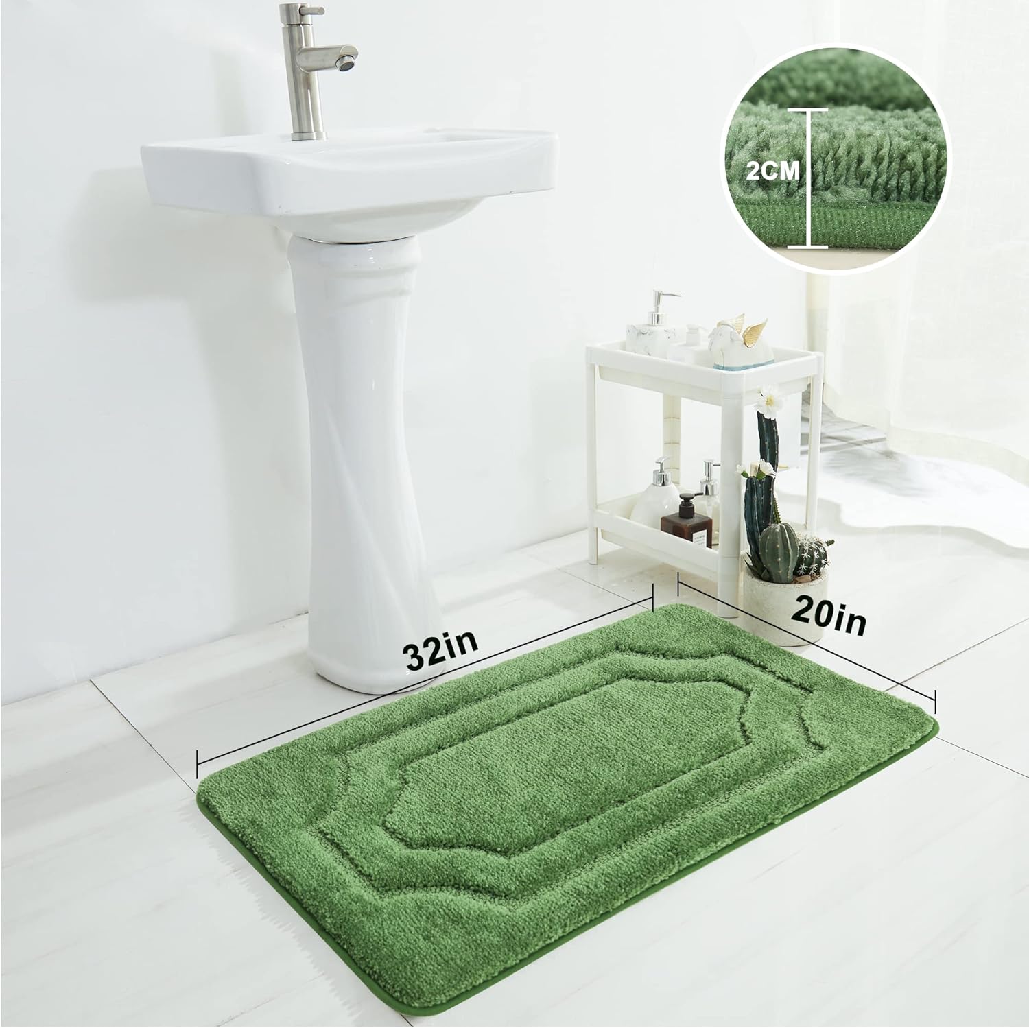 Premium Soft Bath Mat Non-Slip Quick Dry Green