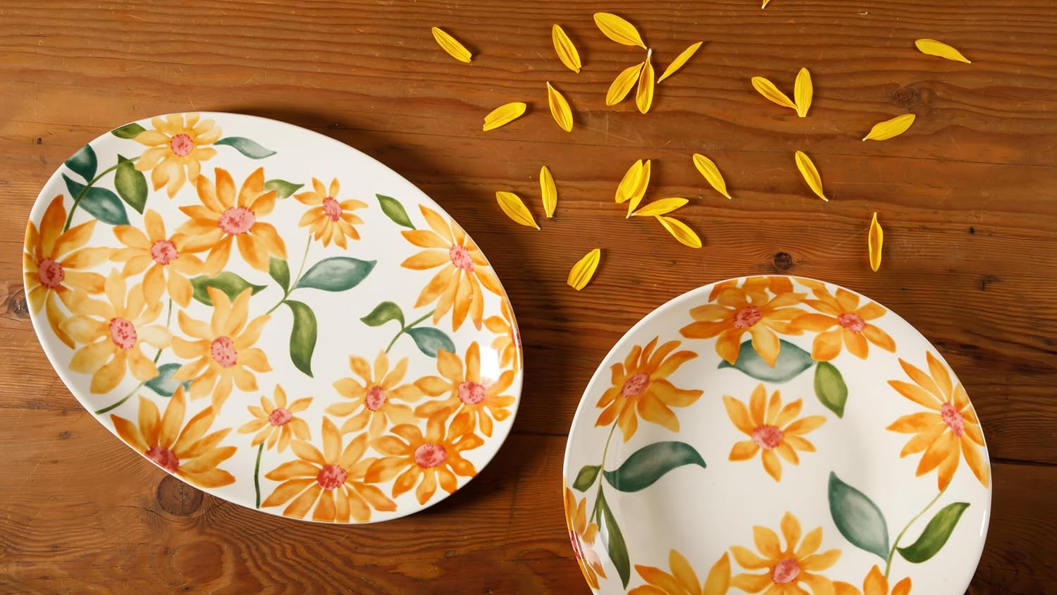 Bloomhouse Two-Piece Stoneware Floral Serving Set