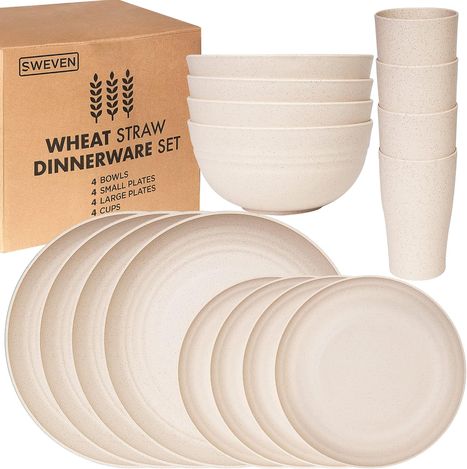 Premium Wheat Straw Dinnerware Sets for Home Camping Use
